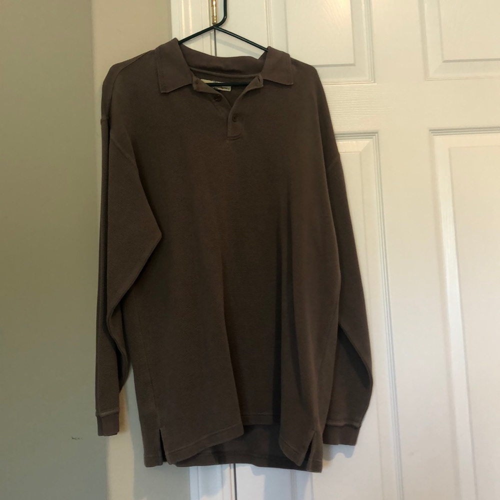 Men’s long sleeve light brown tommy banana shirt